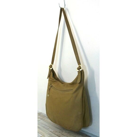 AWESOME BRIO! SOFT BEIGE TAN BRWN GENUINE LEATHER TOTE SHOULDER BAG HOBO HANDBAG - Picture 3 of 10